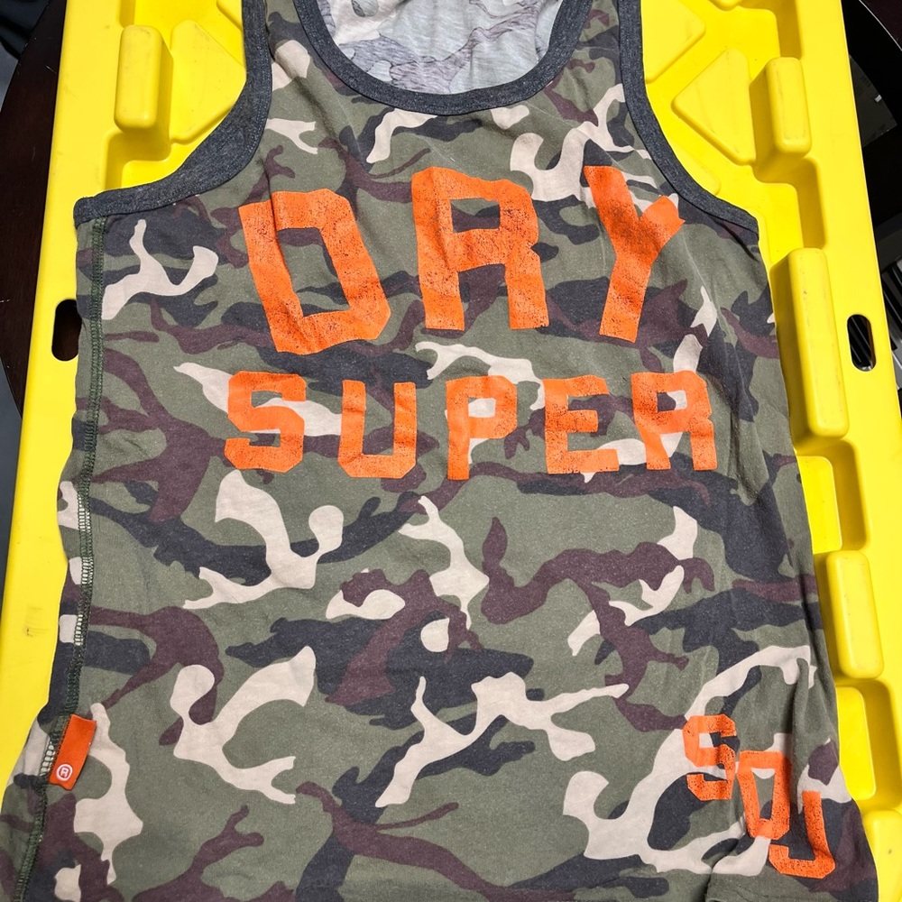 Men Superdry Camo Tank Top - Orange and Green